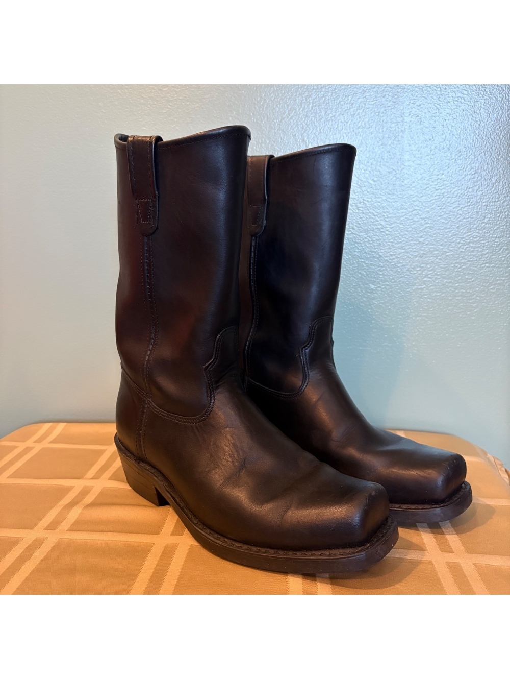 Double H men’s black leather square toe boots size 8.5